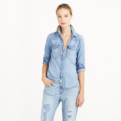 J. Crew denim Western shirt all denim look