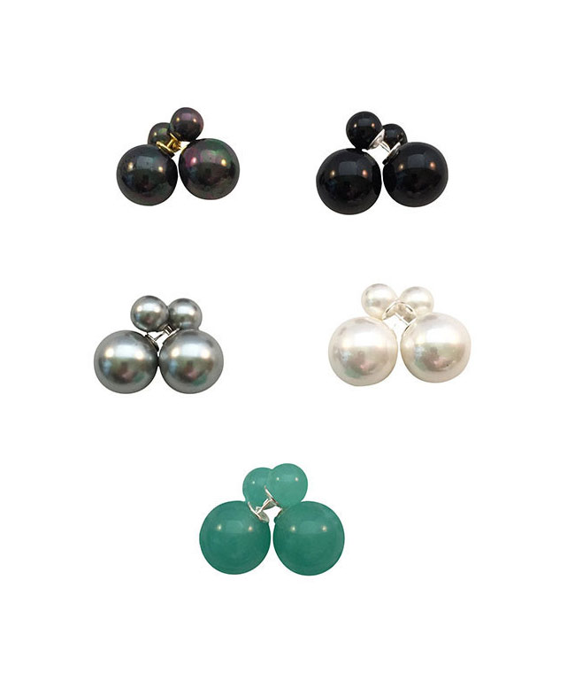 Love & Pieces double pearl earrings