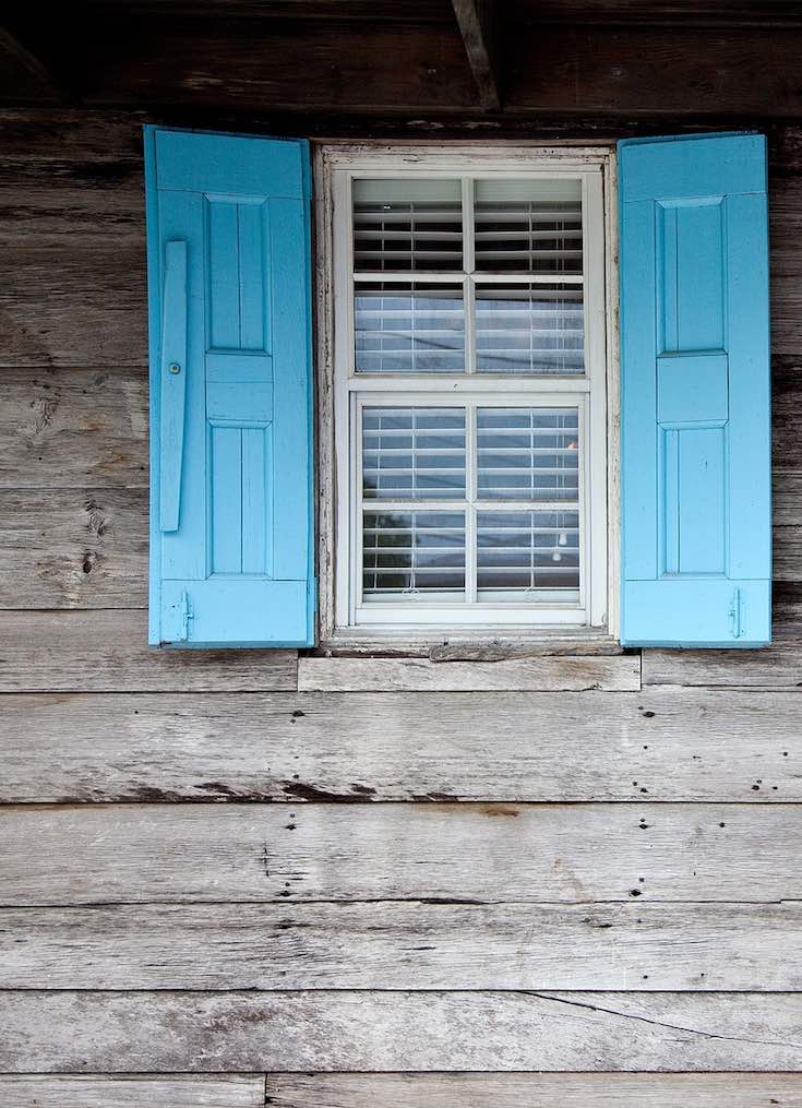 Blue window shutters