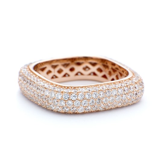 Mother's Day gift, Rose gold square ring with crystals