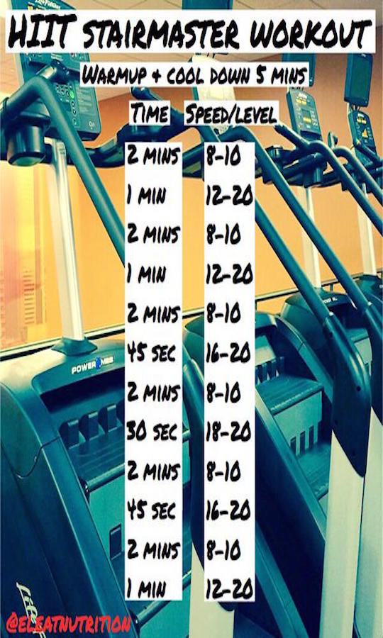 HIIT stairmaster - part of fitness model workout