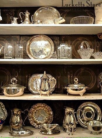 Antique look silver serving dishes