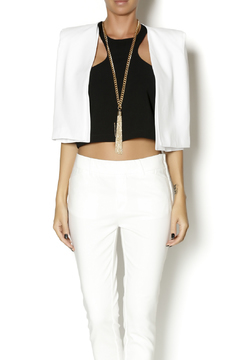Racerfront cropped top in black with blazer