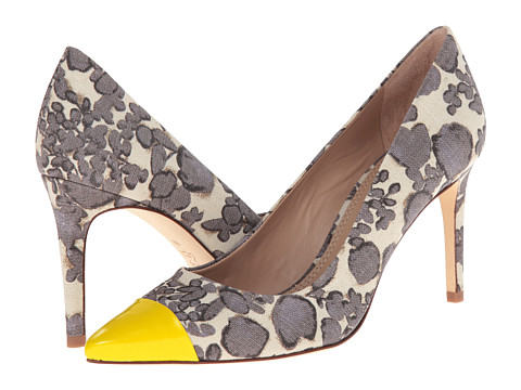 Tory Birch yellow and grey print heels