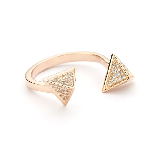 Pyramid open ring pave in rose gold