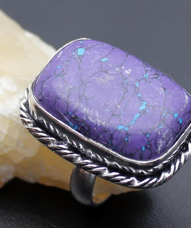 Lepidolite healing crystal ring