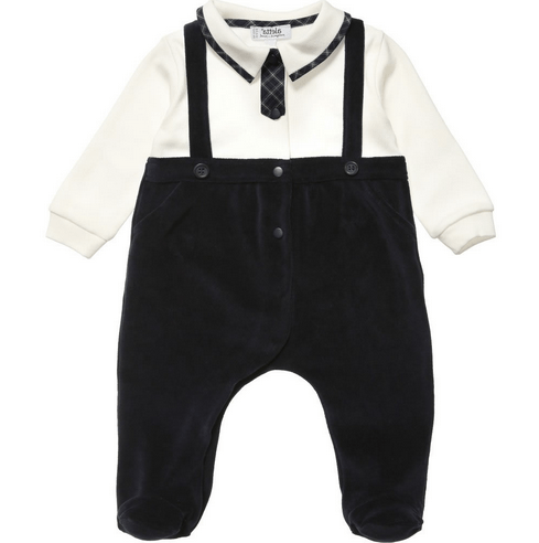 Aletta blue velour one piece BabyGrow - £53