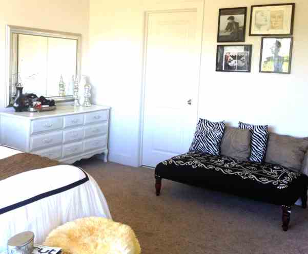 Bedroom embroidered bench