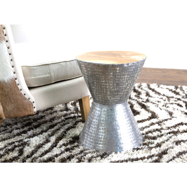 Hammered metal end table