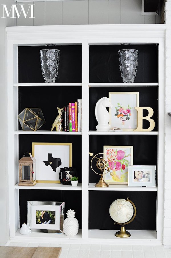 DIY contact paper bookcase, Black contact paper, Adhesive contact paper