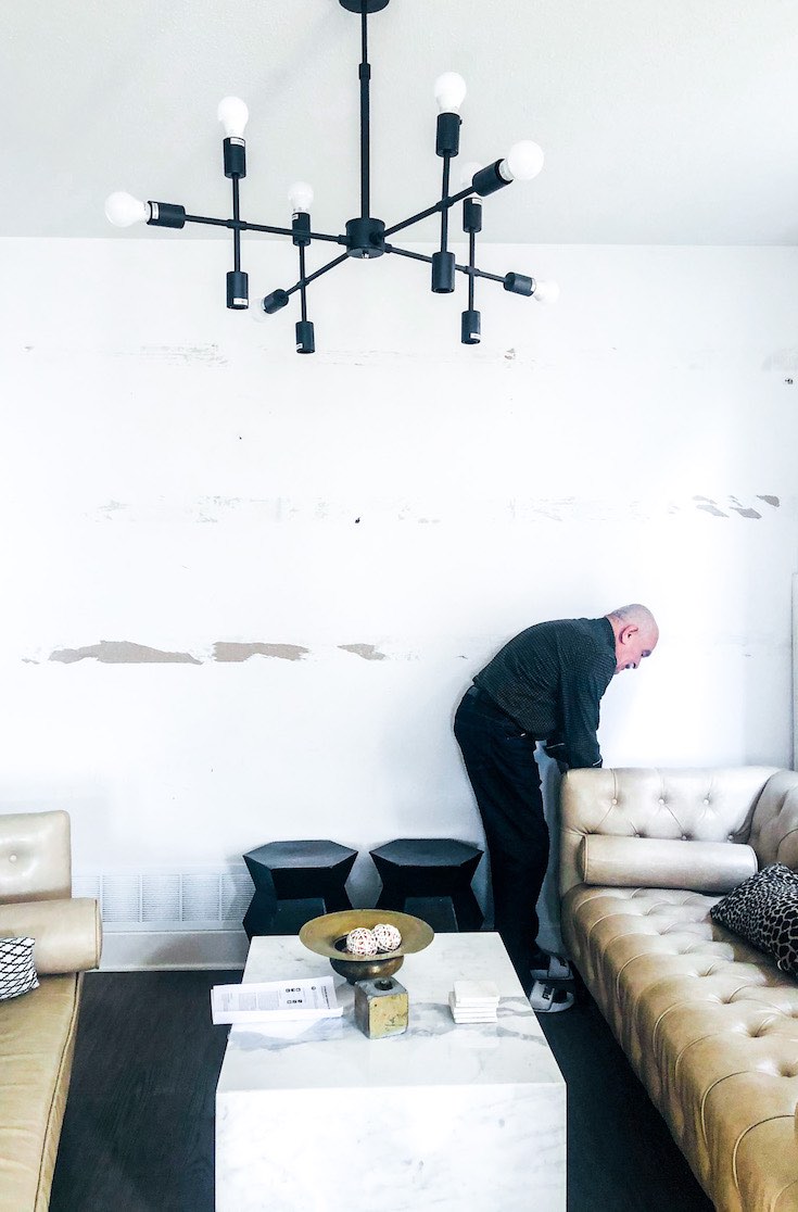 Unfinished living room wall