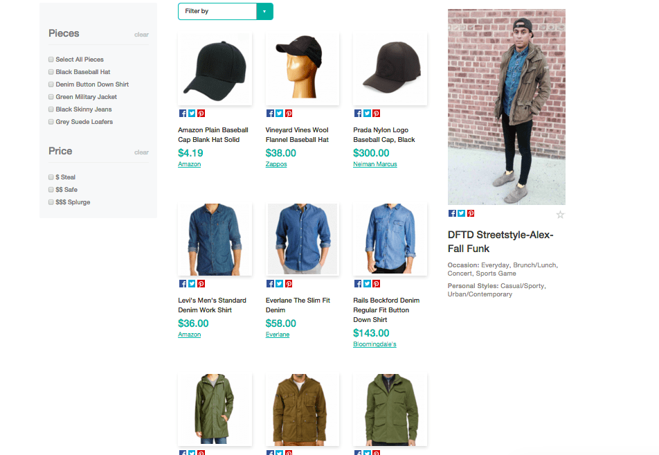 Screenshot shop the look