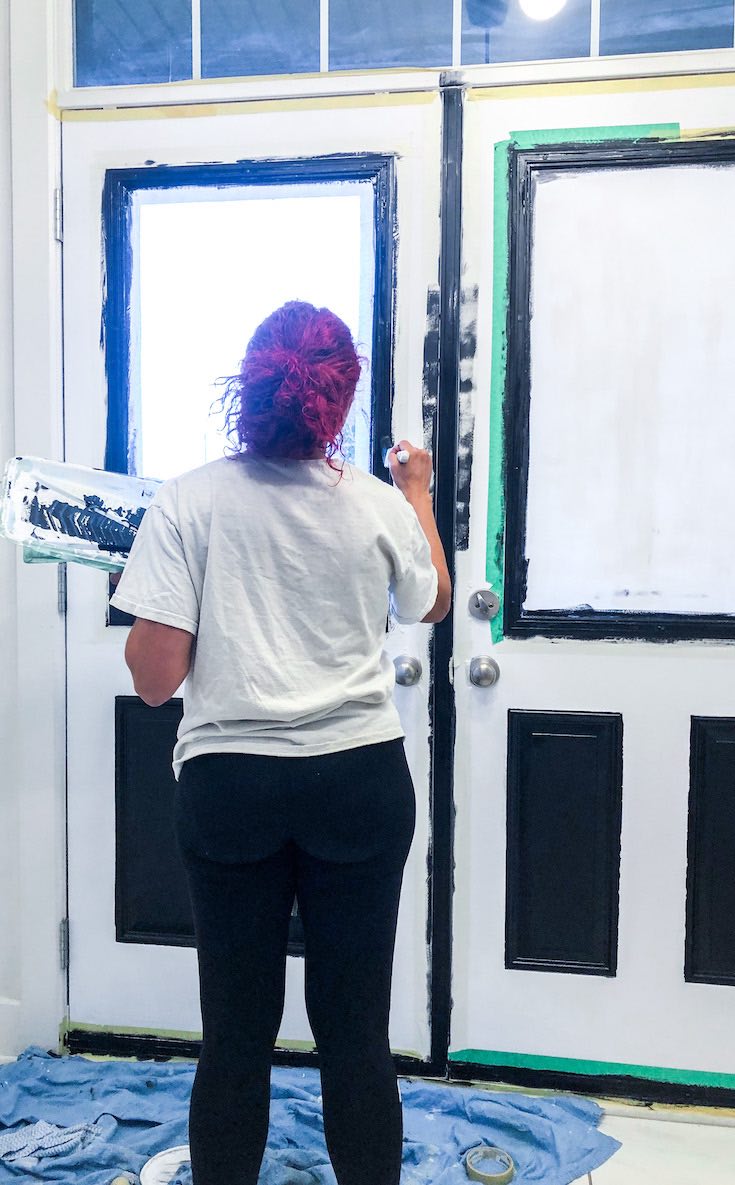 Painting door frame black