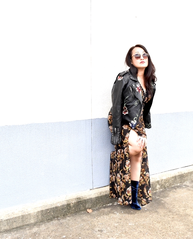 sheela-in-floral-dress-and-leather-jacket