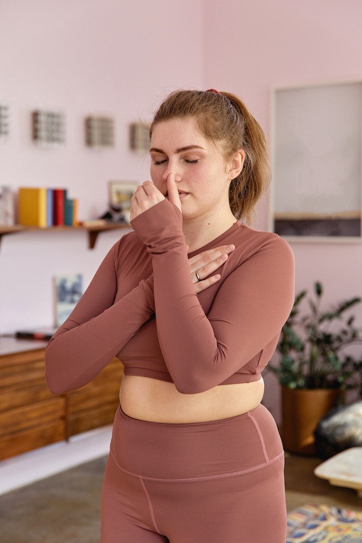 Woman practicing breathing technique