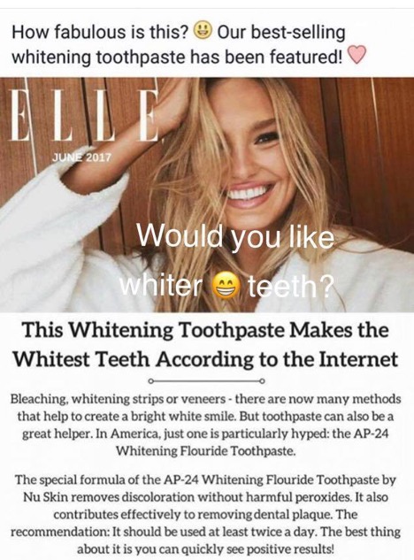 Elle magazine AP24 toothpaste testimonial