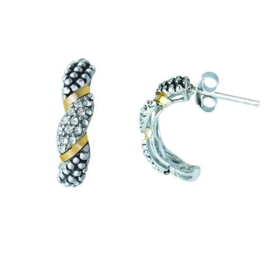 Swarovski crystals, silver, gold earrings