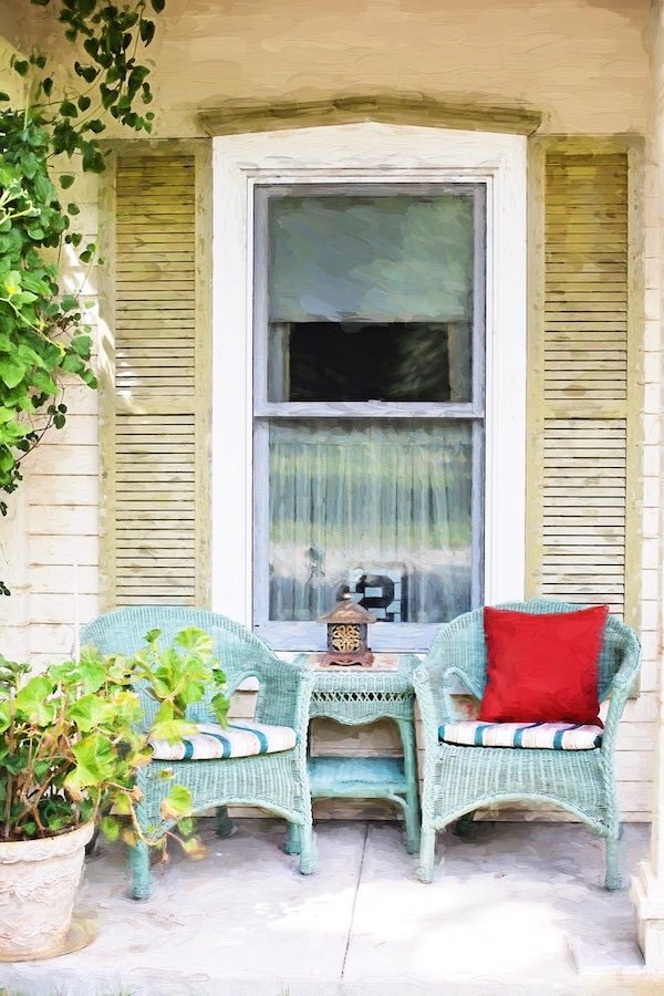Country porch sitting area