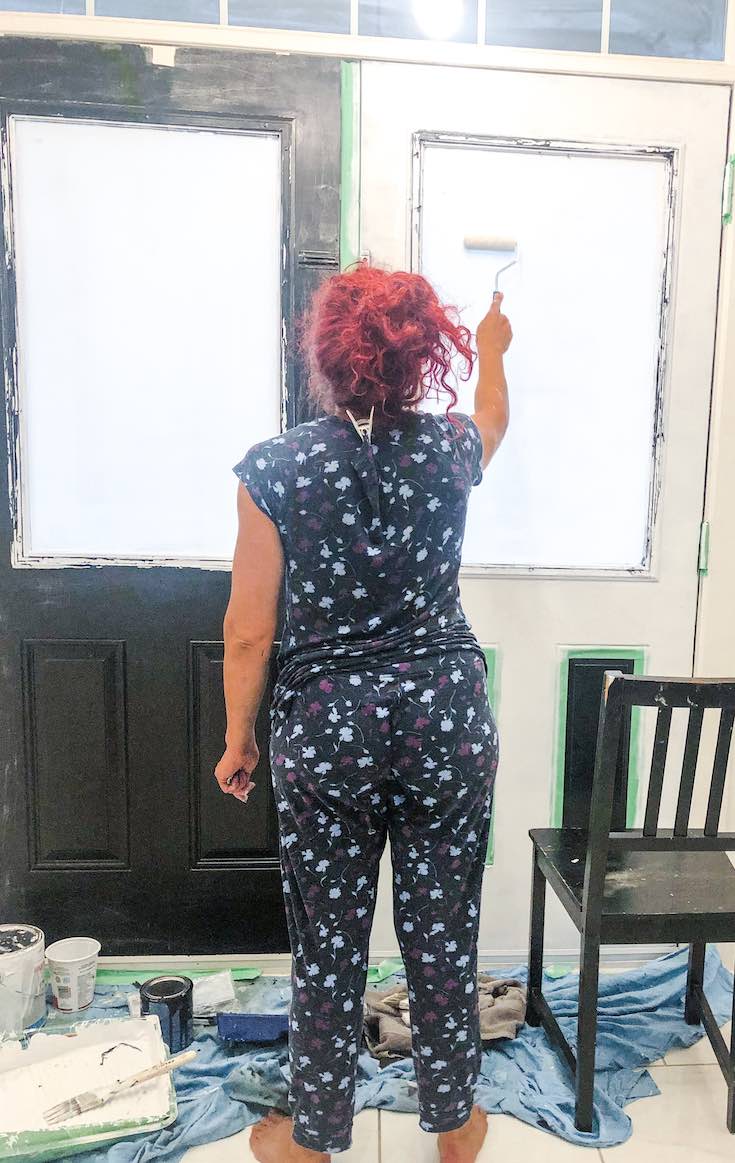 Painting door glass white