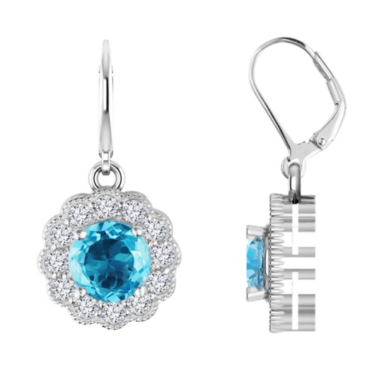 Drop earrings with Sky Blue and White Topaz