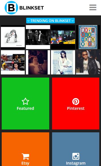 Blinkset.com home page (when you're signed in)
