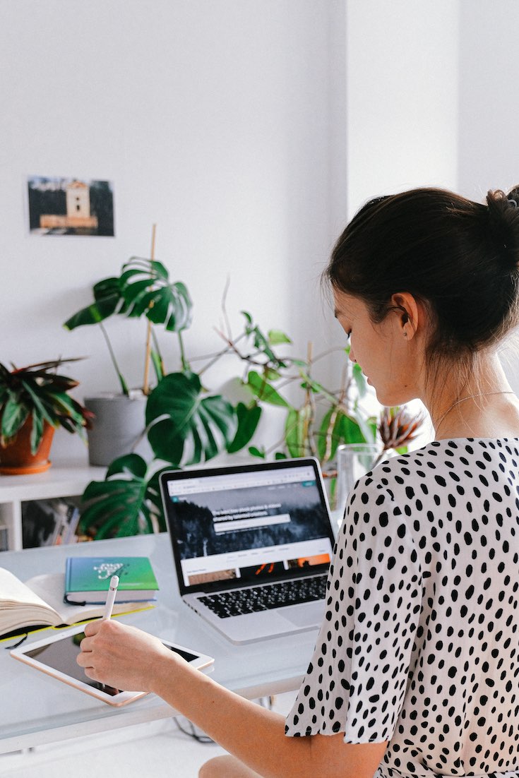 woman working from home in modern interior