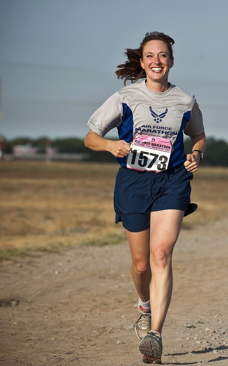 Woman running a race