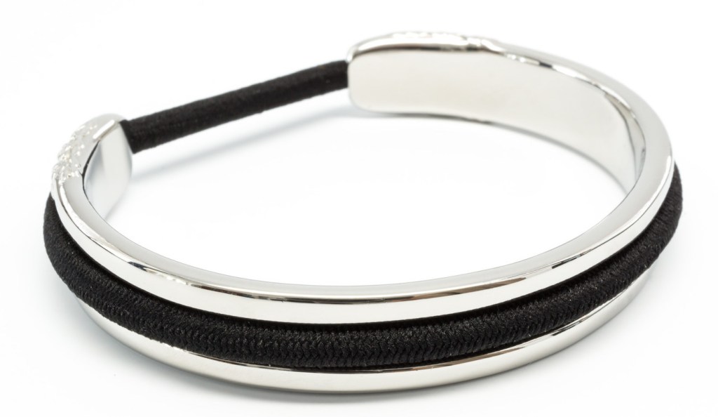 Bittersweet elastic hair tie holder silver bracelet
