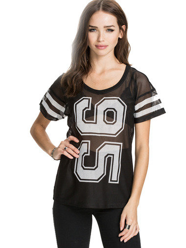 Black 95 print sheer top