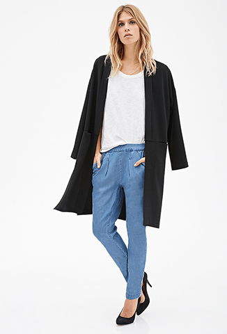 Forever 21 pleated chambray trousers