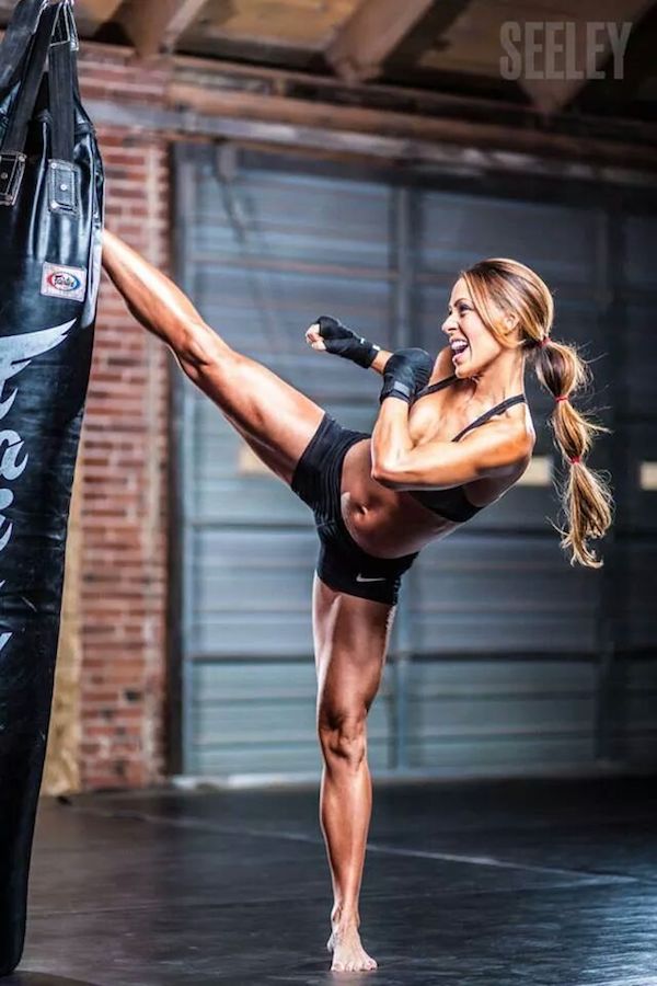Girl kickboxing