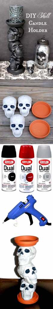 DIY skull candle holder