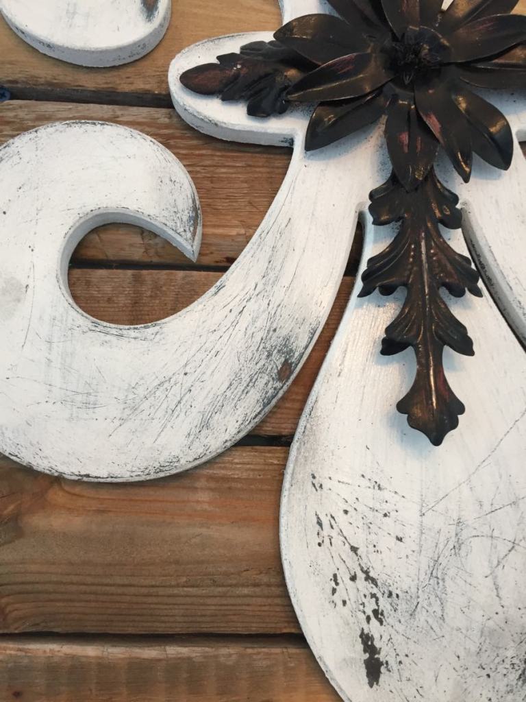 DIY wall mantle closeup