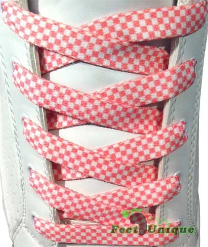 Pink gingham shoelaces