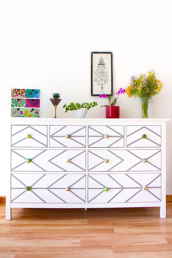 DIY contact paper dresser, Geometric contact paper, Adhesive contact paper