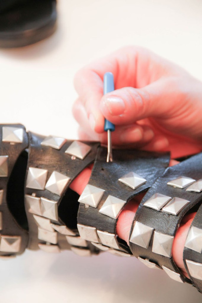 Studded heels step 1, DIY studded boots, Studded ankle boots, Studded boots outfit, Black studded boots, Givenchy studded boots, Studded boots street style