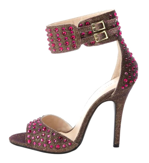 Rhinestone buckle open toe shoes
