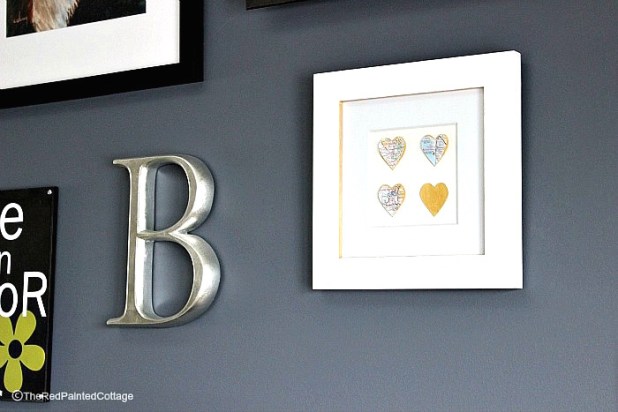 DIY map love hearts frame