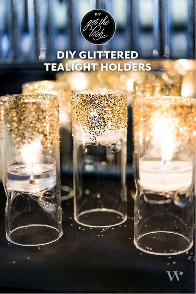 Glitter tealight holders, Wedding decoration ideas, Wedding decorations on a budget, DIY Wedding decorations, Rustic Wedding decorations, Fall Wedding decorations