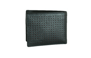 Perforated mens leather wallet trifold