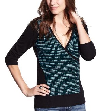 Reitmans printed wrap sweater for apple-shaped women