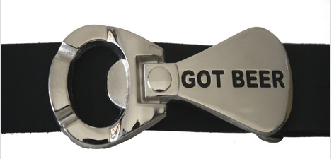 Gadget belt buckle in bottle opener Got Beer