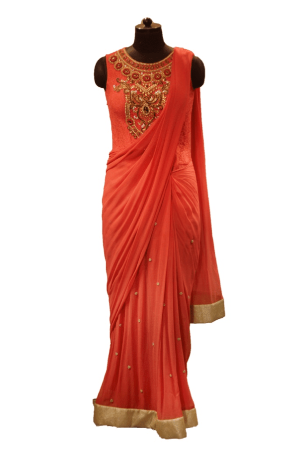 Designers Town pink saree gown