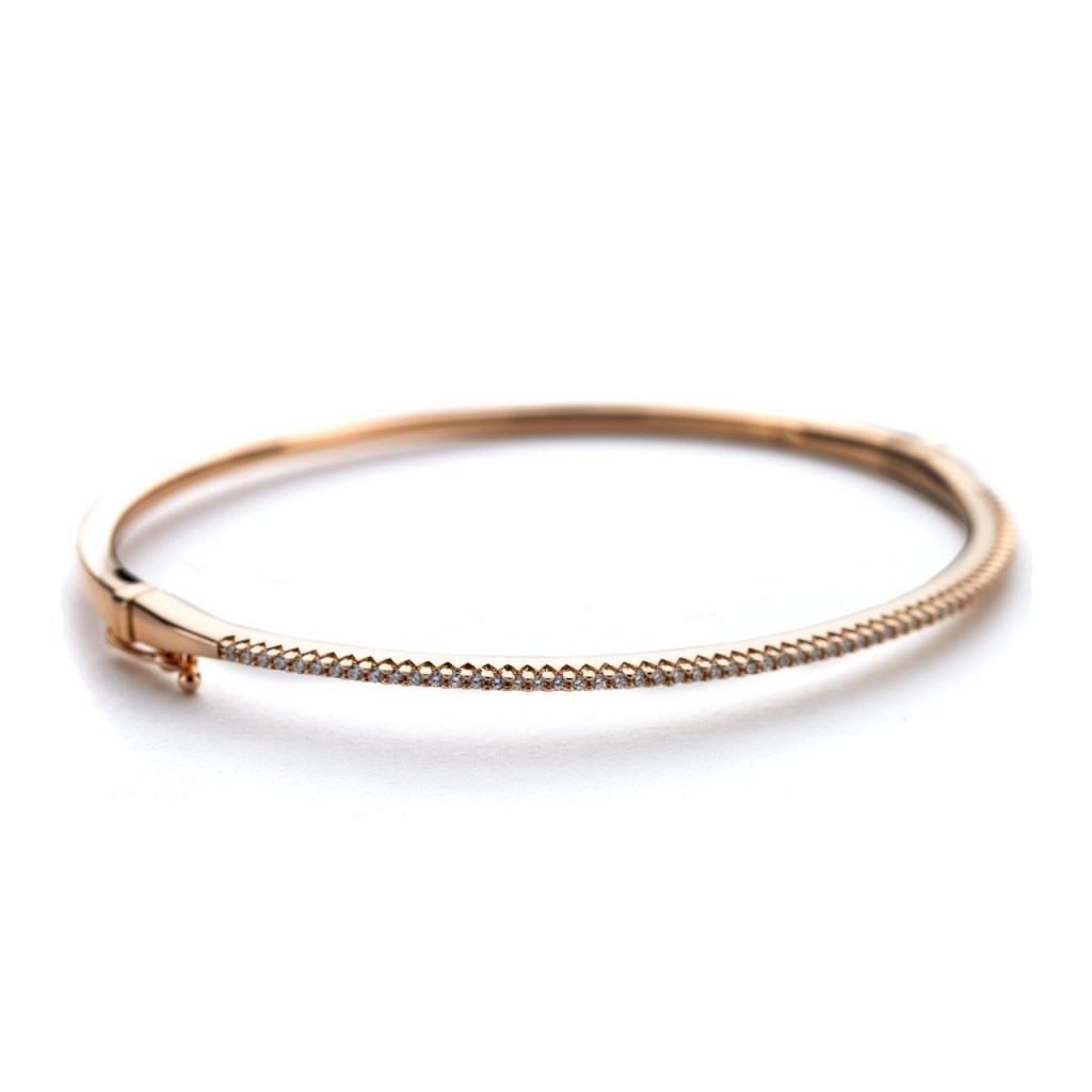CZ rose gold oval bangle