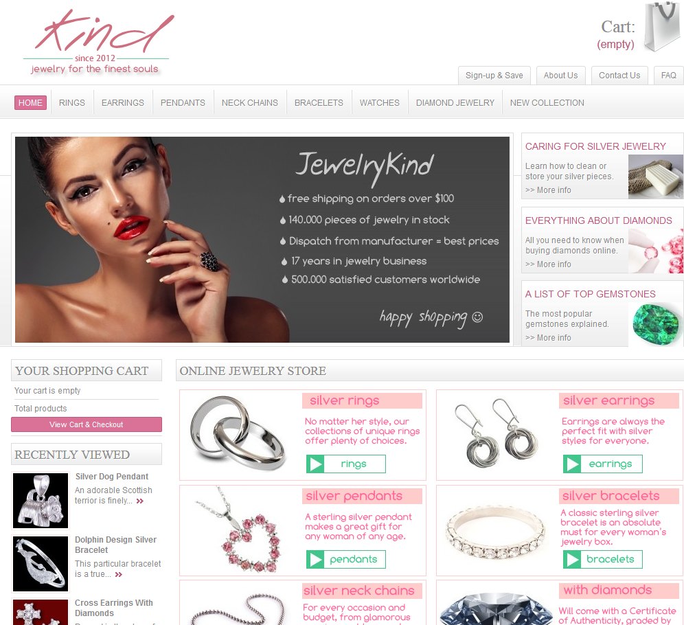 Jewelry Kind website screenshot