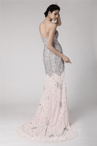 2015 homecoming dresses - Brilliant Trumpet Mermaid Sweetheart Sleeveless Beading Rhinestone Sweep:Brush Train Chiffon Dress - $189