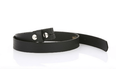 Thin elegant mens leather black belt