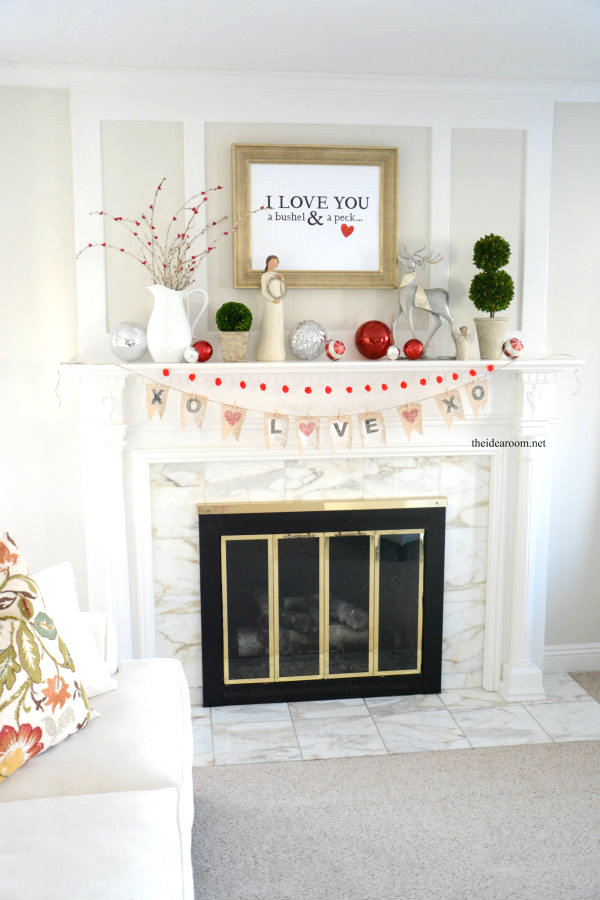 Valentine's day mantle decor