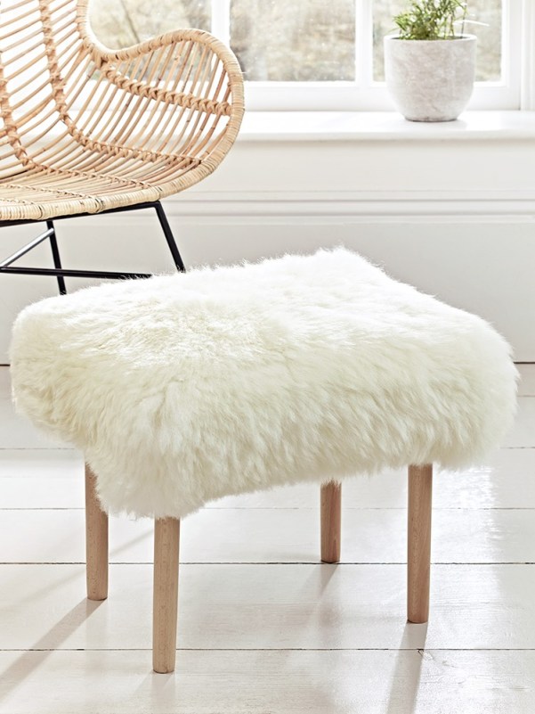 Sheepskin foot stool