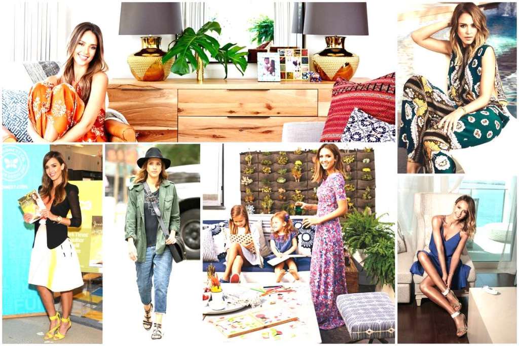 Jessica Alba's style - boho & mid century modern